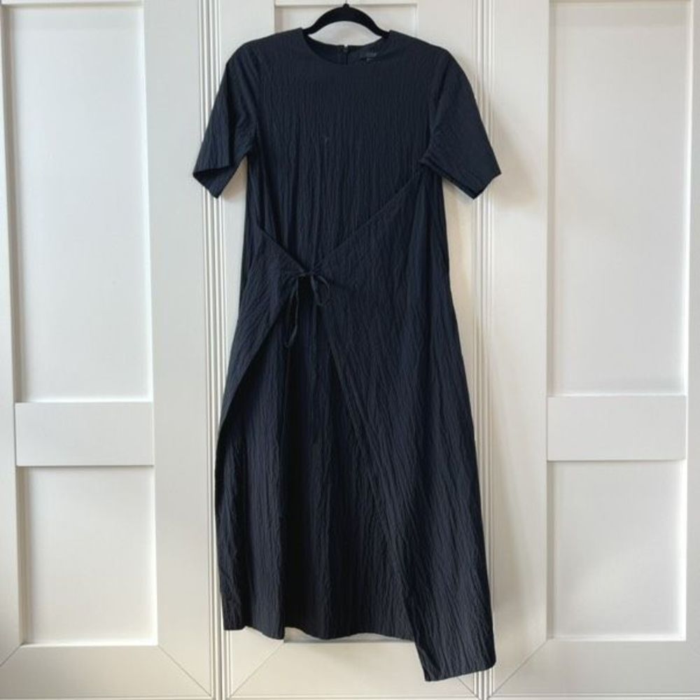 COS Charcoal Midi Dress with Tie Waist
